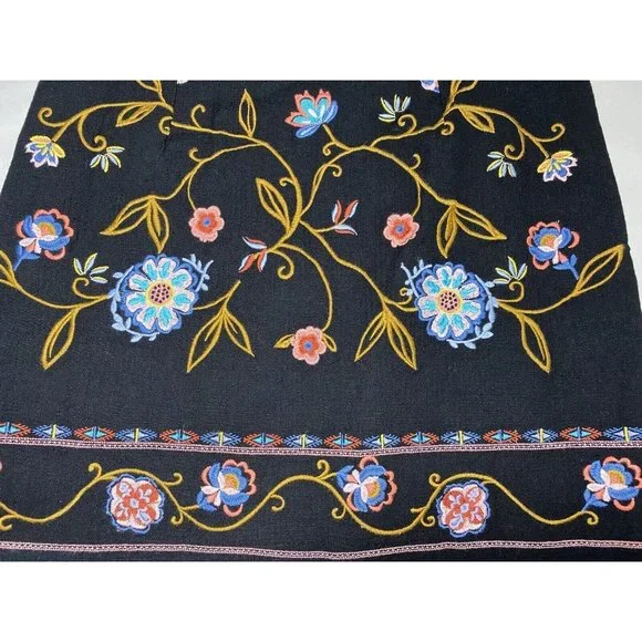 Ann Taylor Loft Skirt Womens 6 Black Floral Embroidered Mini Boho Straight NWT - Picture 7 of 8